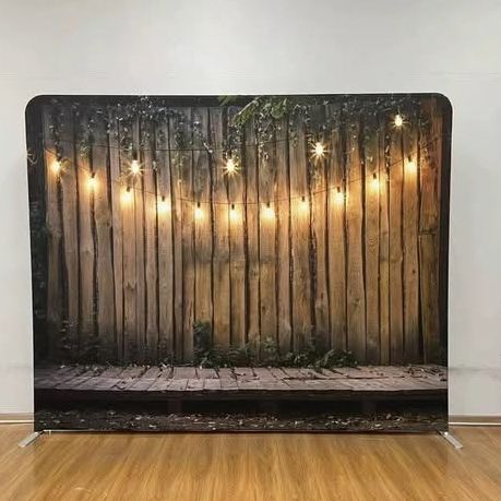 Rustic string lights backdrop